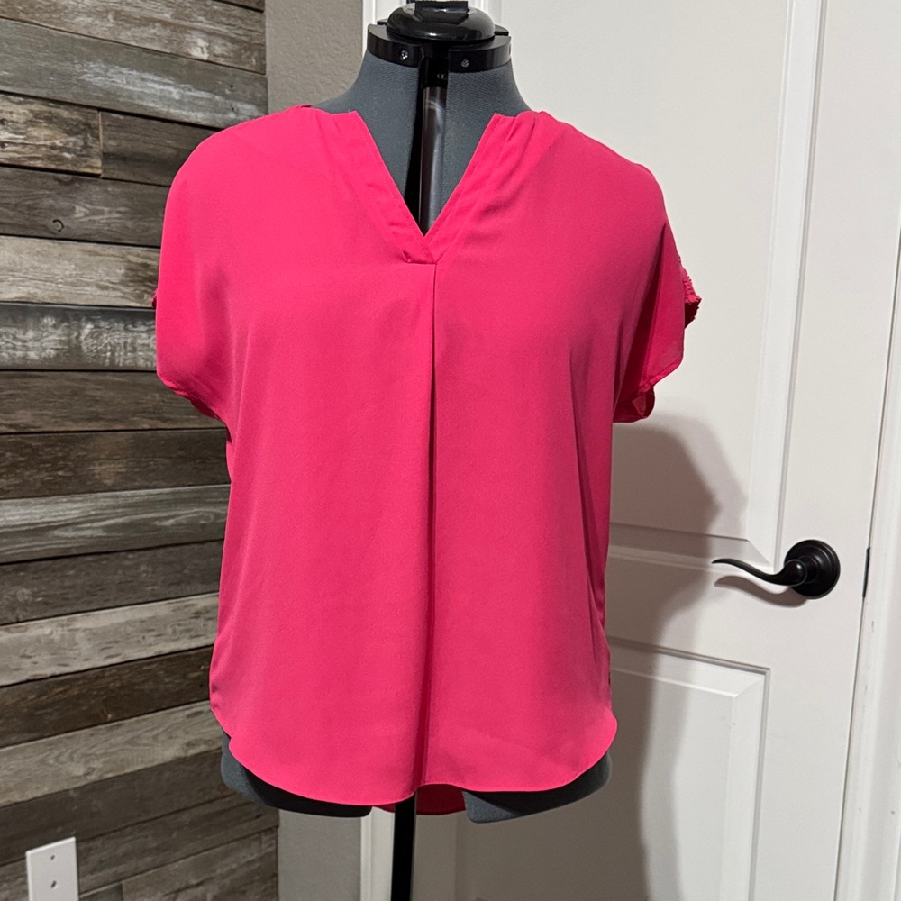 Chic Fuchsia V-Neck Women's Blouse